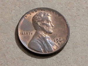 Rare LIBERTY Error On Rim- 1964-D Lincoln Penny-circulated Uncertified - Picture 1 of 3