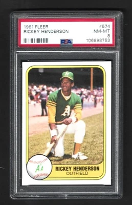 1981 Fleer #574 Rickey Henderson PSA 8 - image 1 of 2