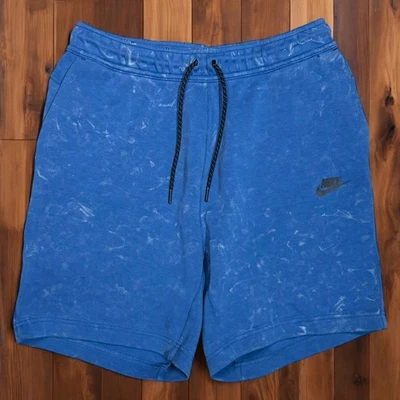 Pantalones Cortos Nike Tech Para Hombre Medianos Azul Mineral Lavado Polar Ropa Deportiva Informal Foto 1 de 4
