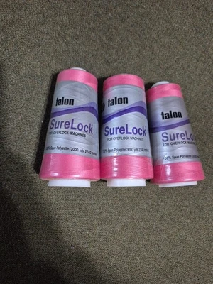 4 TALON SureLock For Overlock Machines #317 Pink 3000 Yards  Spun Polyester - Image 1 of 4