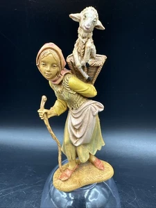 Vintage Roman Fontanini Depose Italy Miriam Girl with Lamb Figurine #52572 1983 - Foto 1 di 5