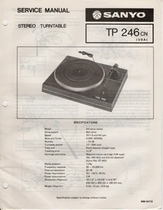 Sanyo TP 246 manual de servicio original libro de reparación estéreo tocadiscos reproductor de discos - Imagen 1 de 4