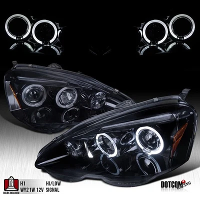 Fit 2002-2004 Acura RSX LED Halo Black Smoke Projector Headlights Lamps 02 03 04 Foto 1 de 4