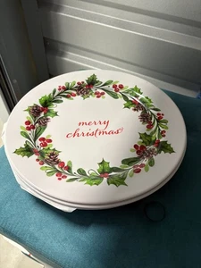 6er Set Speiseteller Frohe Weihnachten Tannenzapfen Stechpalme Beere Melamin - Bild 1 von 2