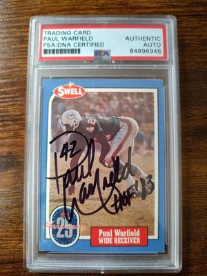 1988 Swell Football Greats Hall of Fame - Paul Warfield #123 PSA Authentic AUTO - Image 1 of 2