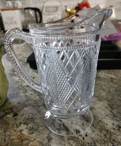 EAPG McKee and Bros National Glass Co No 900 Sunk Diamond and Lattice Pitcher - Picture 1 of 7