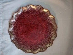 Akcam Turkish Holiday Red Gold Scalloped Dinner/Charger Plate - Picture 1 of 4