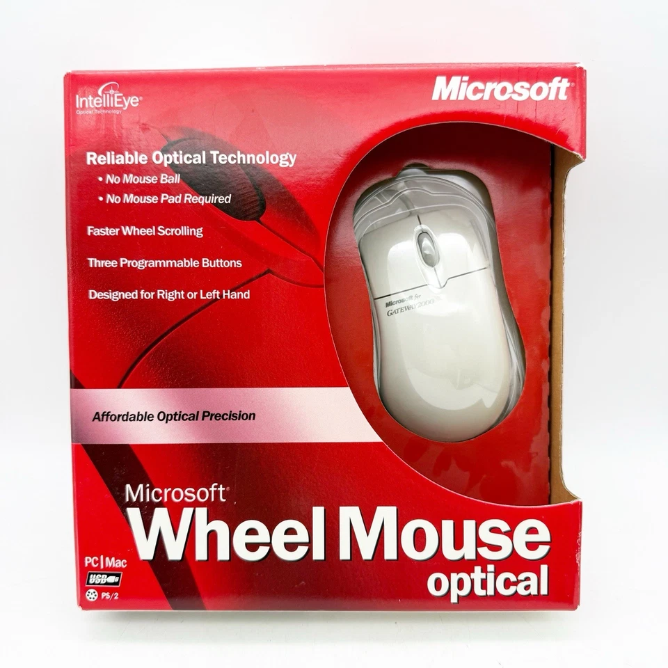 Microsoft Wheel Mouse Optical USB PS/2 - X08-40764 With Box - Image 1 of 3
