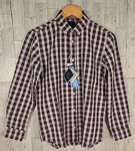 Tailorbyrd Shirt Boys M & L Maroon Check Long Sleeve Luxe Melange NEW - Picture 1 of 11