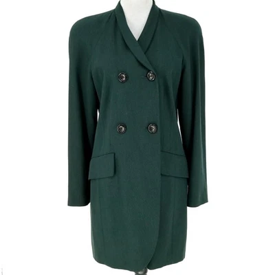 Laurel Escada Womens 8 US Jacket Dress Dark Green Lined Double Breasted Vintage - Image 1 of 4
