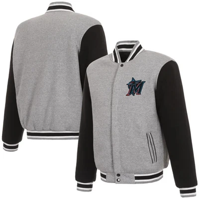 Miami Marlins Reversible Fleece Jacket (733gry/blk) - Image 1 of 4