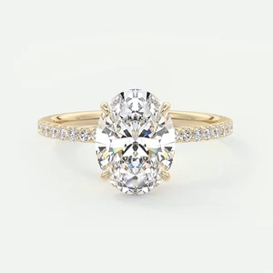 Yellow Gold Wedding Ring 18k Oval Cut Diamond Lab Grown  2.2 Carat IGI Certified - Picture 1 of 13