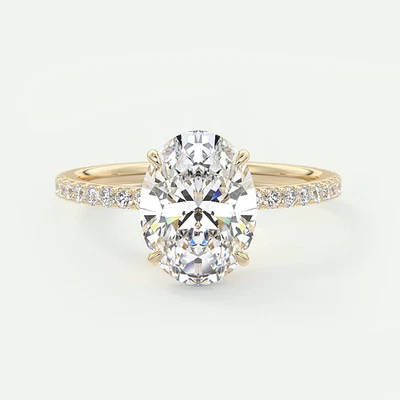 Yellow Gold Wedding Ring 18k Oval Cut Diamond Lab Grown  2.2 Carat IGI Certified - Image 1 of 4