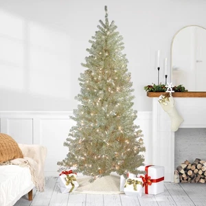 Northlight 6' Soft Metallic Champagne Artificial Tinsel Christmas Tree - Clea - Picture 1 of 7