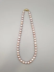 Süßwasser-Perlenkette 925 Silber vergoldeter Verschluss, ca. 45cm - Bild 1 von 9