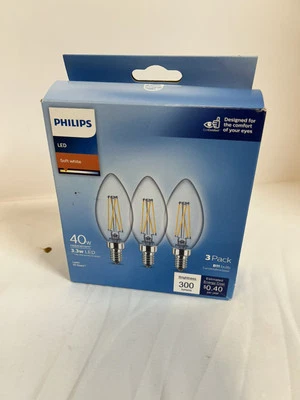 Phillips 3 Pack B11 Bulb 40W 3.3 LED Soft White - Image 1 of 4