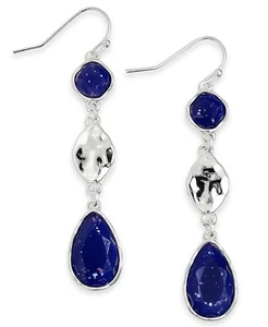Style & Co. Linear Triple Drop Women's Earrings - Silver-Tone/Blue - Picture 1 of 1