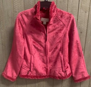 Green Tea Women Full Zip Plush Fleece Velour Faux Fur Jacket with Pockets Small - Picture 1 of 5