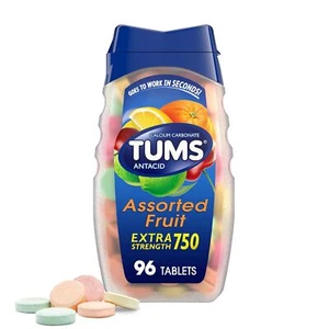 TUMS Antacid Chewable Tablets, Extra Strength for Heartburn Relief, Assorted Fr - Picture 1 of 11