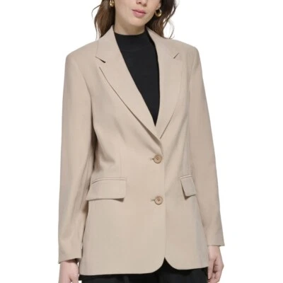 NEW $169 Size M DKNY Khaki Beige Notch Collar Faux Pocket Blazer JACKET ONLY - Image 1 of 4