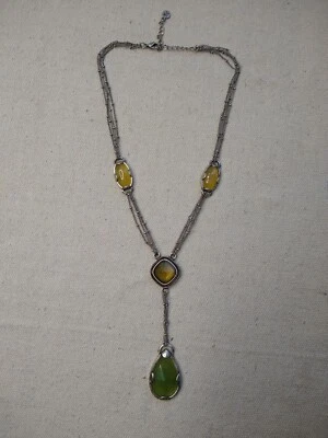 Multi-Strand Silver Tone Chain w/ Acrylic Gems - Women - Multicolor - Image 1 of 4