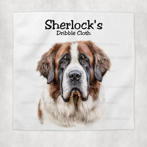 Saint Bernard Dog Personalised Dribble Cloth, Flannel, Slobber Cloth, dog gift - Picture 1 of 1