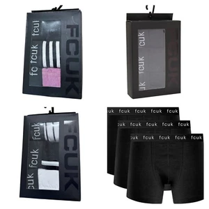 Paquete de 3 calzoncillos boxer FCUK para hombre calzoncillos de conexión francesa jersey boxers - Imagen 1 de 10