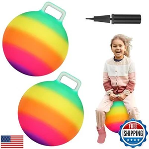Poen 2 Pcs Bouncing Ball with Handle, Hopper Jumping Hopping Ball with Air Pu - Picture 1 of 5