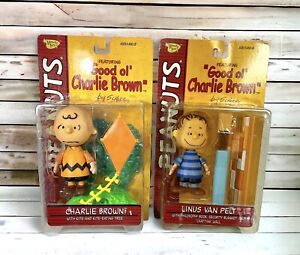 Peanuts Good Ol’ Charlie Brown Lot Of 2 Charlie Brown & Linus Figures NIP Carts