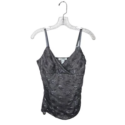WHBM Floral Lace Tank Silver/Dark Gray Size Small - Image 1 of 4