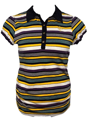 Southpole Women Size XL Y2K Ruched Sides Babydoll Polo Shirt Preppy Streetwear - Image 1 of 4