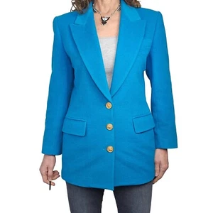 Blazer Largo Retro Mujer Botones Dorados Vintage DANA BUCHMAN Talla 8 Mezcla Lana Angora - Imagen 1 de 18