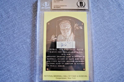 BGS BABE RUTH "25"  SIGNED CUT HANDWRITTEN HOF PLAQUE NY YANKEES BAS BECKETT**** - Image 1 of 4