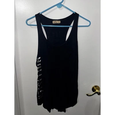 Camiseta sin mangas Hollister espalda deportiva azul plata logotipo bolsillo sin mangas informal para mujer Foto 1 de 4