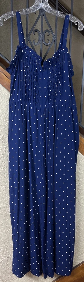 Madewell Blue W/White Polka Dots Women’s Jumpsuit Size 14 - Image 1 of 4
