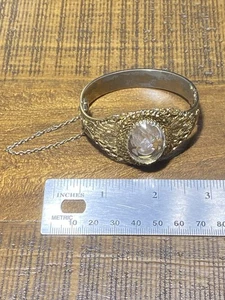 Vintage Whiting & Davis goldfarben filigran Intaglio Glas Kamee Armband - Bild 1 von 15