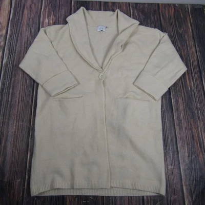 Exuberante Cárdigan Suéter Mujer Pequeño Avena Mantón Cuello Bolsillos de Botón Único Foto 1 de 4