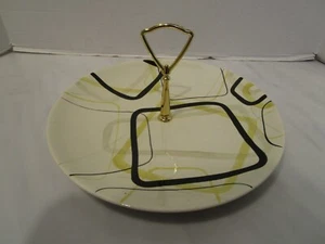 Vintage Red-Wing-Pottery dessert Tray center handle Smart Set Pattern 1950s 11"W - Picture 1 of 10