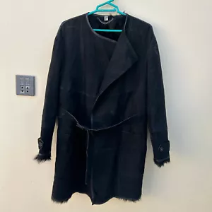 Burberry London Italy Lux Rare Helmington Wrap Fur Lamb Shearling Coat, Black - Picture 1 of 18