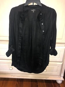 Womens linen button down shirt Lord and taylor XS/TP Black - Picture 1 of 3