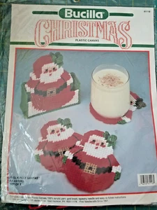 Bucilla "Roly-Poly Santas" Coasters Plastic Canvas Kit, Brand New! - Picture 1 of 5