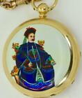 Antique 18k Gold Enamel Pocket Watch-Chinese Qing Dynasty-Fusee Chain  怀表