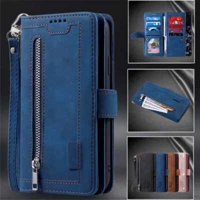 Zipper Leather Wallet Case For iPhone 14 Pro 13 12 11 Flip Cover Protector - Image 1 of 4