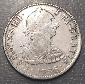 SPAIN MEXICO CHARLES III CARLOS III SPANISH COLONIAL 2 REALES 1786 FM 6.74g - Picture 1 of 2