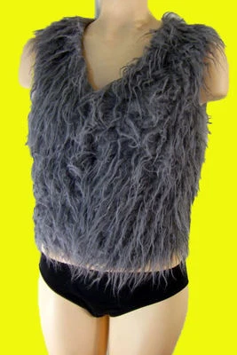 Chaleco de piel de cordero mongol bolero s bárbaro gótico punk imitación vegano mod hippie esquí Foto 1 de 4