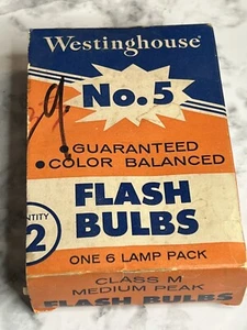 Westinghouse #5 Clear [ #5 ] Flashbulbs - 6 Bulbs total w/ Box - New - Picture 1 of 5
