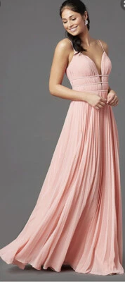 Vestido de baile Aidan Mattox blush profundo V enfeitado prata formatura damas de honra tamanho 6 - Imagem 1 de 3