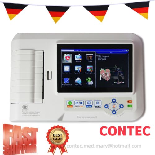 ECG600G Digitales 6-Kanal-EKG-EKG-Gerät Tragbarer Elektrokardiograph Touchscreen