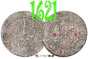 Poland Lithuania SOLIDUS Solid Schilling 1621 Riga Sigismund III Silver #19876 - Picture 1 of 3