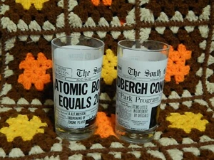 The South Bend Tribune USA Headlines ~ WWII A-Bomb ~ Lindbergh ~ GLASS TUMBLERS - Picture 1 of 8